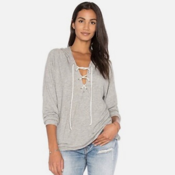 Michael Lauren Heather Gray Lace Up Hoodie Size Small - Picture 1 of 14